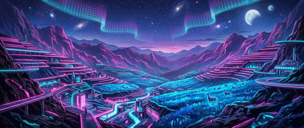 Synthwave Mountain Valley